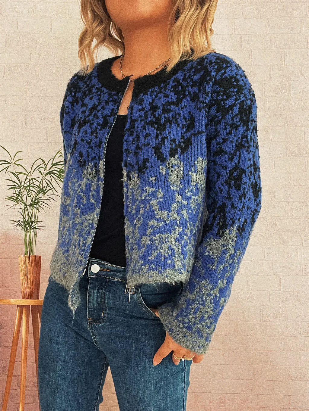 Women's Cardigan Zip Up Knit Asymmetrical Hem Long Sleeve 3d6244df150940e6b45b751b8de1d532-Max-Origin Trendsi