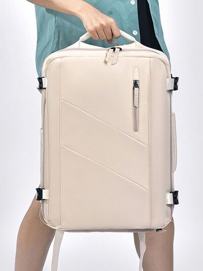 Large Backpack Oxford Cloth Adjustable Straps Multi-function Briefcase Travel Beige One Size 3d6dfceb-037f-41b9-a49c-ab3386ee1d5d-Min Trendsi