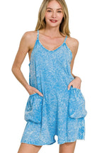 Zenana Romper Cotton Deep Sky Acid Crinkle Washed Spaghetti Strap DEEP SKY 3d7516af-074f-4961-a605-bd500654ab87-Max-Origin Trendsi