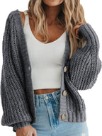 Knit Cardigan Oversized V Neck Long Sleeve Single Breasted 3d899c16-26fc-4bbd-a6c0-a7b3e0335b2a-Max Trendsi