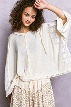 POL Womens Hoodie Cream Short Sleeve Top with Lace Detail 3d9020b4-199a-4b88-8a3f-e8b307edf0bd-Max-Origin Trendsi