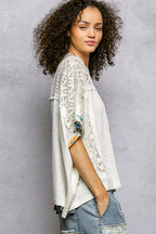 POL Floral Blouse Ivory Patchwork Lace Accent Short Sleeve Top 3db5d4d7-98f8-486e-bf59-04e741e1fb2c-Max-Origin Trendsi