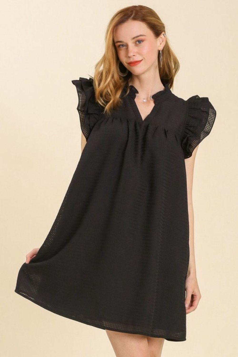 Umgee Mini Dress Black Layered Ruffle Short Sleeve Babydoll Black 3dd1102d-d44c-4957-adb8-ef1051e96848-Max Trendsi