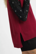 Umgee Women's Sweater Sleeveless Ruby Red High-Low Turtleneck Top 3e086d88-f018-46cb-8d1f-f4d74884698a-Max-Origin Trendsi