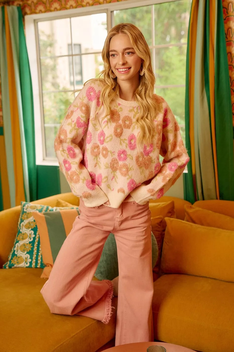 BiBi Womens Sweater Ivory Towel Texture Floral Pattern Knit Pullover IVORY 3e093c12ad904cc39beda3abc8c5ef16-Max-Origin Trendsi