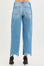 RISEN Womens Barrel Jeans Slouchy Cropped with Contrast Dark Wash 3e0e3ca7208f4393920f9e381a83c13e-Max-Origin Trendsi
