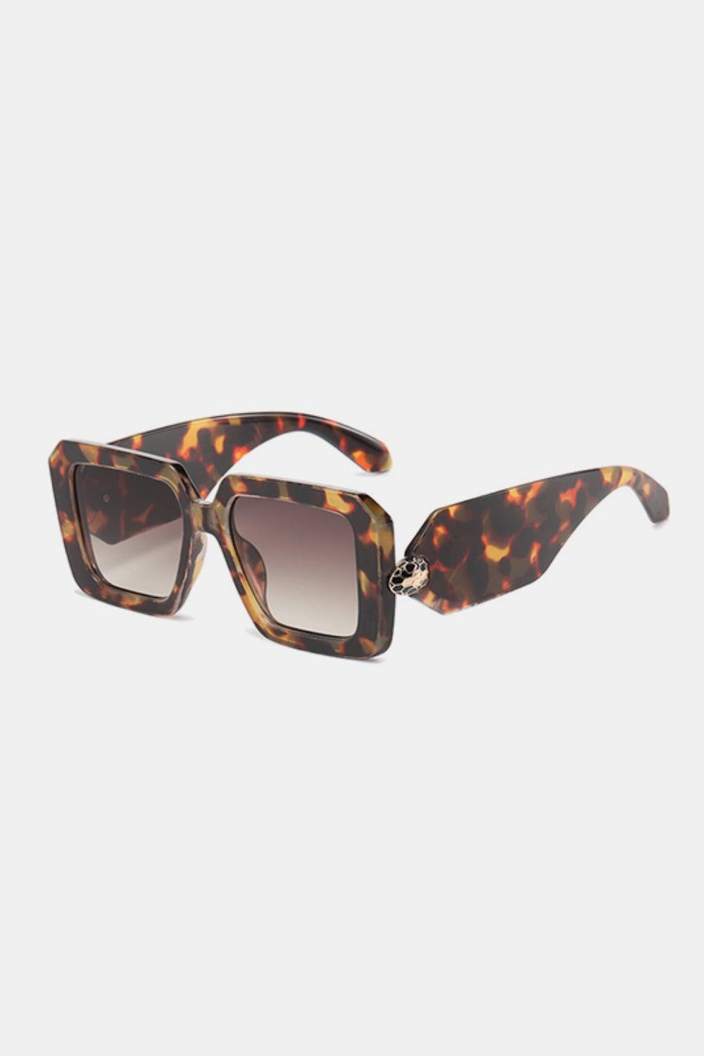 Leopard Sunglasses Polycarbonate Frame Square Eyewear