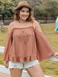 Plus Size Ruffled Square Neck Long Sleeve Blouse