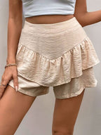 Perfee Shorts Tan Layered High Elastic Waist Women's Summer Beach Shorts 3e325f7d-973f-408d-add8-dd49120ab276-Min Trendsi