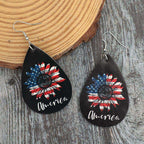 Earrings USA Flower Print PU Leather Sunflower Teardrop Shape 3e5aaa13-bb3d-4e9b-b11d-6ceec96b845c-Max Trendsi
