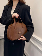Top Handle Medium PU Leather Makeup Handbag
