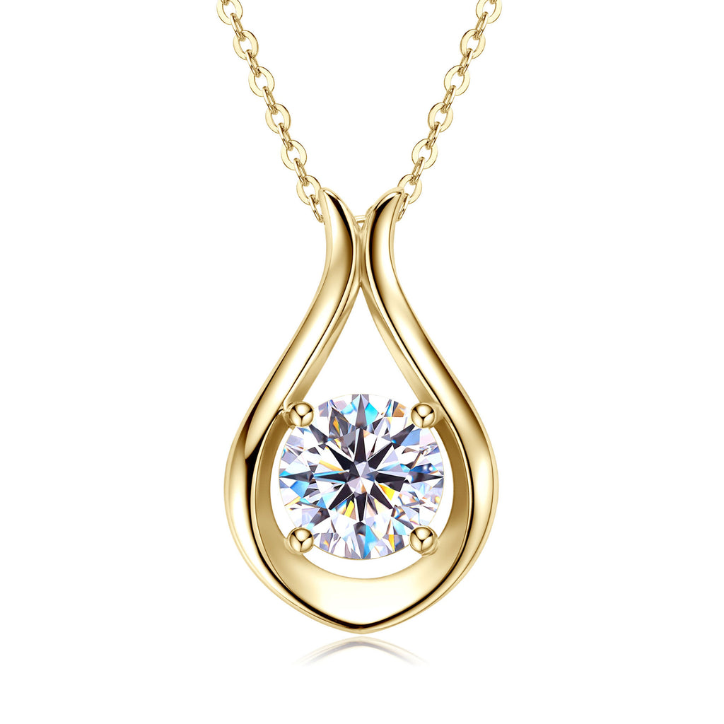 2 Carat Moissanite Pendant Necklace 925 Sterling Silver Teardrop 18K gold-plated 3e8bad3b-f6df-4d0d-a025-14783baf980a-Max Trendsi