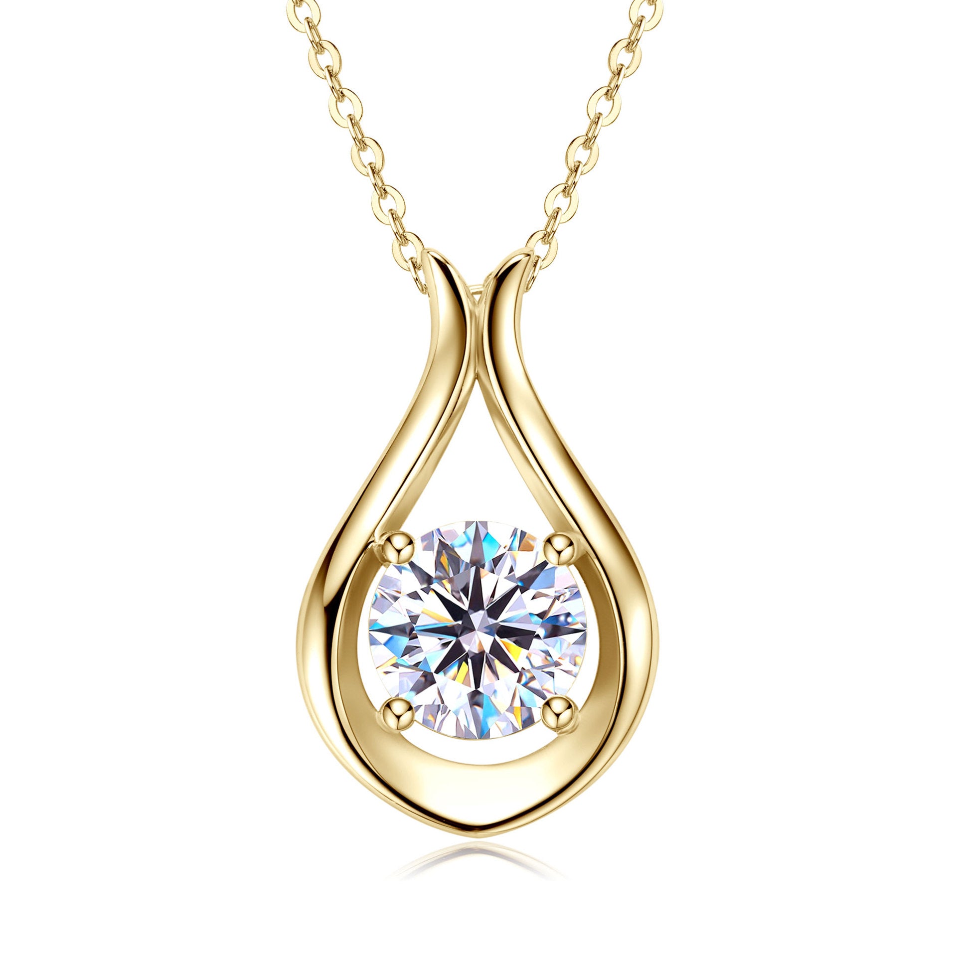 2 Carat Moissanite Pendant Necklace 925 Sterling Silver Teardrop 18K gold-plated 3e8bad3b-f6df-4d0d-a025-14783baf980a-Max Trendsi
