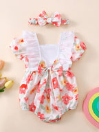 Children's Floral Print Bodysuit and Headband Set