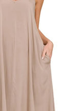Zenana Cami Dress Woven Arc Hem With Flowy Pockets 3eb842b3-a792-4e75-8017-aed957400c5d-Max-Origin Trendsi