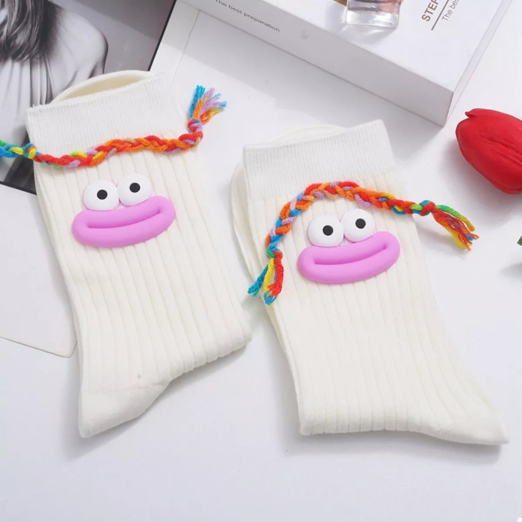 Women's Crew Socks Cotton Cartoon Ribbed Knit Funny White E One Size 3ecc1094-0d62-4664-bd70-eed924dd6af3-Max-Origin Trendsi