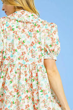 Umgee Mini Dress Orange Floral Print Puff Short Sleeve Collared Tie Front 3ef094a2-6a23-4c9b-b411-ed4dd0f4de1a-Max-Origin Trendsi