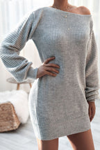 Mini Sweater Dress Boat Neck Long Sleeve Soft Acrylic Knit Basic Solid Style 3efd22c2-8c84-4c2c-bb33-0a796bfc0c6c-Max Trendsi