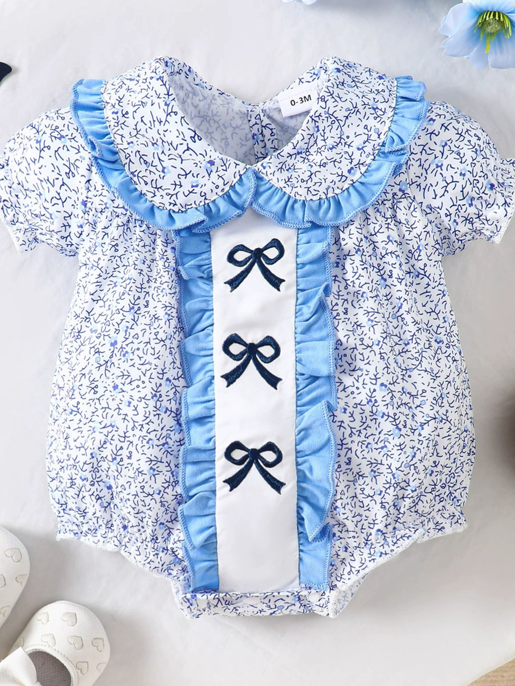 Children's Short Sleeve One-Piece with Ruffle Trim