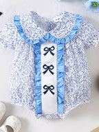 Children's Short Sleeve One-Piece with Ruffle Trim