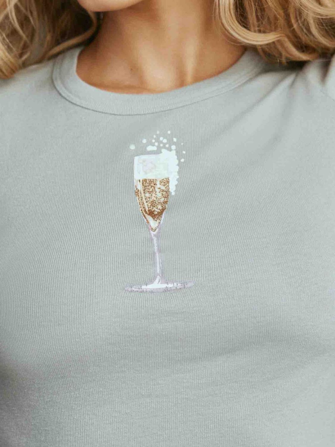 Women T-Shirt Graphic Glass Print Cotton Blend Round Neck Short Sleeve Top 3f2f23b9-5d3b-4d21-8eee-e35e58ae7f03-Max Trendsi