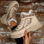 Women's Sneaker Boots High-Top Platform Chunky with Lace-Up Fluff Shoes 3f32a867405b45868b64e4e05c10bc1e-Max-Origin Trendsi