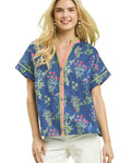 Umgee Botanical Floral Button Front Top