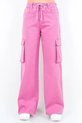 American Bazi Cargo Pants Pink Women's Drawstring Wide Leg S-3XL Fuchsia Pink 3f3bb766-f1b5-4199-b8ff-99f0200752e6-Min Trendsi