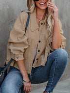 Jacket Button Up Flap Pocket Soft Unlined Long Sleeve Outwear 3f4c5f71-9b46-4b1b-929d-baf4e4bd8573-Max Trendsi