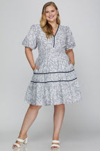 She+Sky Mini Dress Teel Floral Printed V Neck Puff Short Sleeve Tiered Plus Siz 3f4cd40b-eb74-47af-8f2e-4cf5473f0b78-Min Trendsi