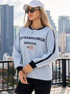 Sweatshirt Gray Cotton Casual Letter Print Round Neck Long Sleeve 3f5a1826-9069-4e94-8695-fc1a888395b8-Max Trendsi