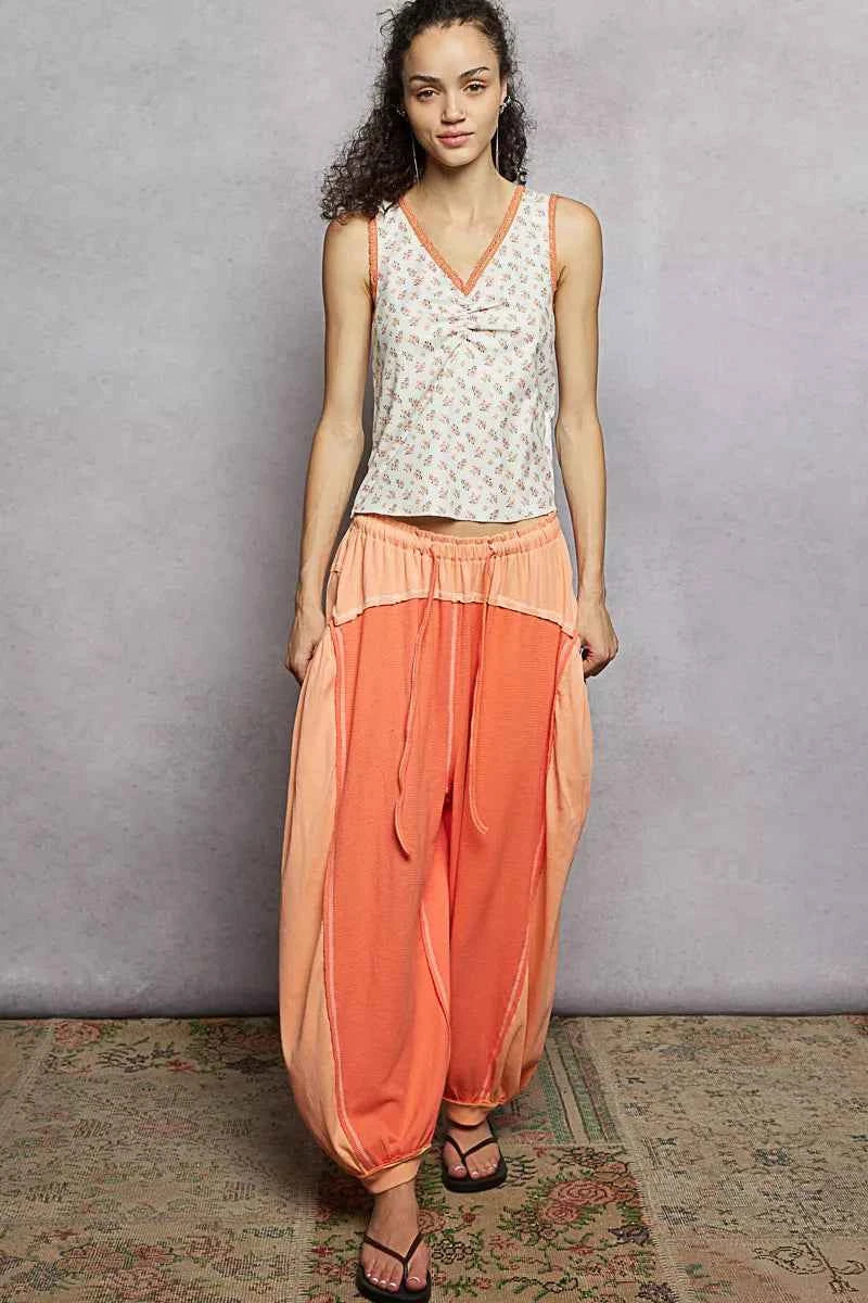 POL Tank Top Floral Ivory Ruched V-Neck with Lace Detail Blouse 3f5f344c-5d8f-4d4f-a92b-f34b56b8d489-Max-Origin Trendsi