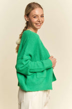 Davi & Dani USA Women Green Cardigan Open Front Knit Long Sleeve Pocketed 3f77b0b2-6199-42cc-a818-845ff0446c16-Max Trendsi