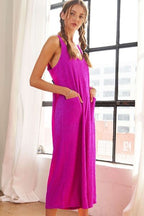 ADORA Jumpsuit Cerise Textured Wide-Leg Strappy Pocketed Overall 3f97d813-d309-47a4-9465-5eddf1e65157-Min Trendsi