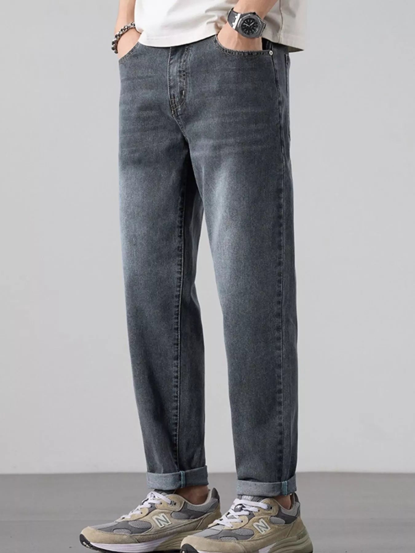 Men's Jeans Straight Leg Blue Gary Wash Denim Pants