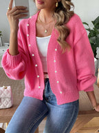 Pearl Cardigan Open Front Long Sleeve Soft Casual Knitwear 3ffac071-c326-40b5-84a8-59a515569253-Max Trendsi