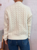 Women's Cardigan Cable Knit Button-Up Long Sleeve Knitwear 401169c1010a4bbcb9c6208b530075dd-Max-Origin Trendsi