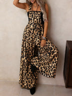 Leopard Print Wide-Leg Overalls