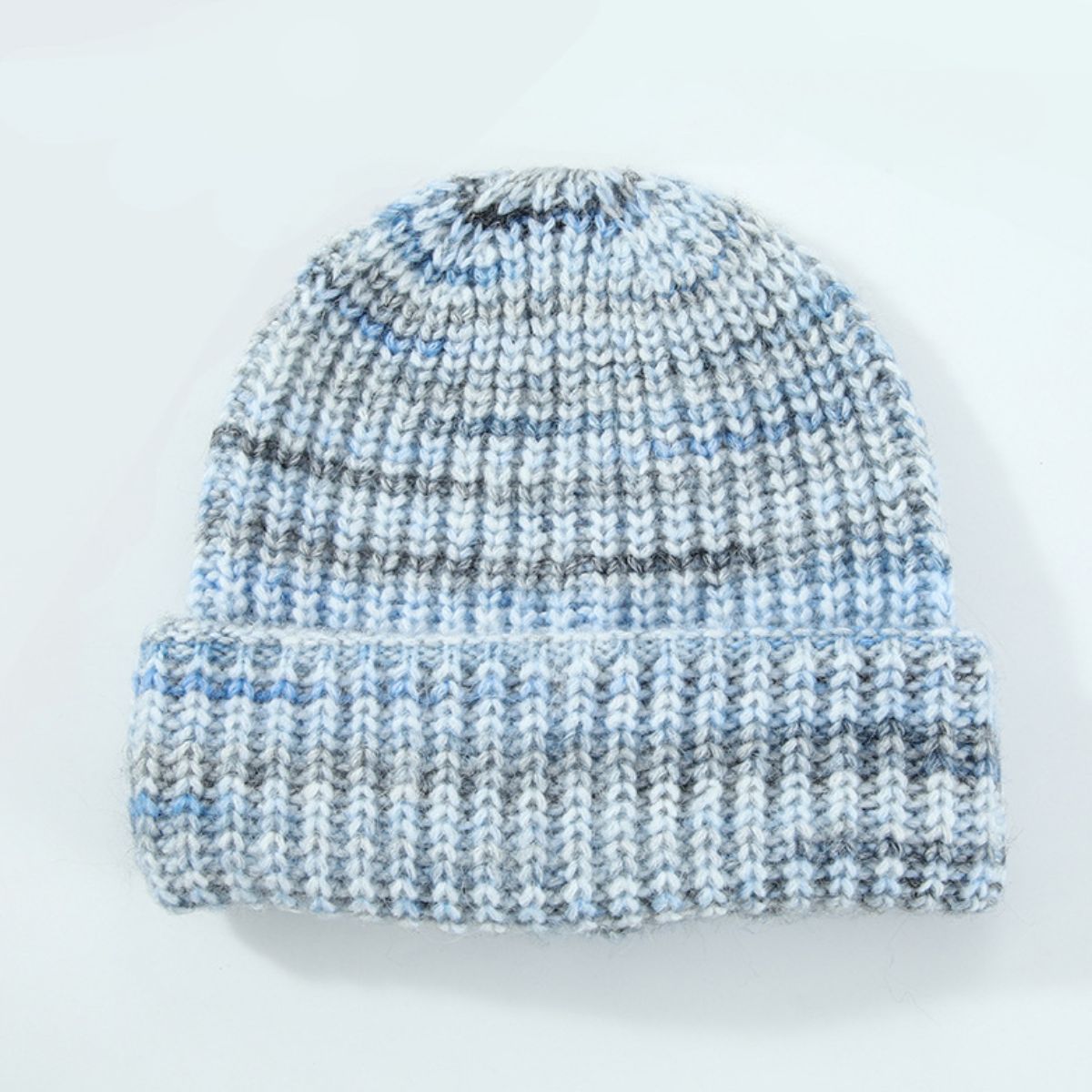 Women Knit Hat Thermal Contrast Colorblock Woolen Acrylic Blend Warm Hats