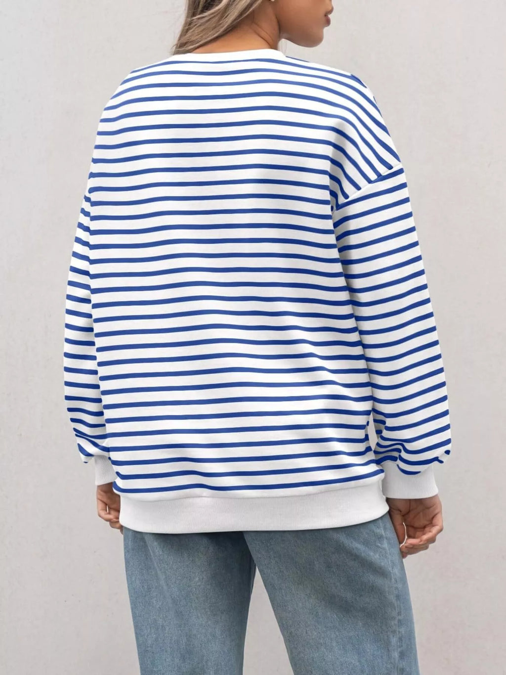 Women's Sweatshirt Striped Round Neck Oversized Casual Pullover 406bdd549cfa47e0bbbe5172545919cb-Max-Origin Trendsi