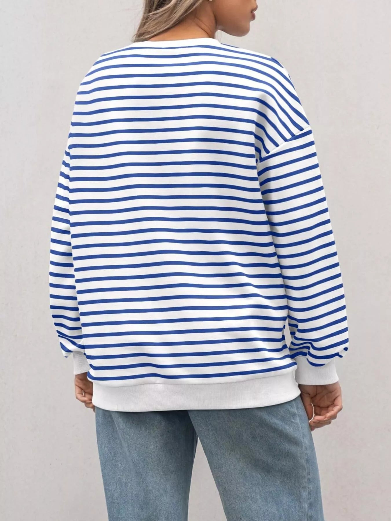 Women's Sweatshirt Striped Round Neck Oversized Casual Pullover 406bdd549cfa47e0bbbe5172545919cb-Max-Origin Trendsi