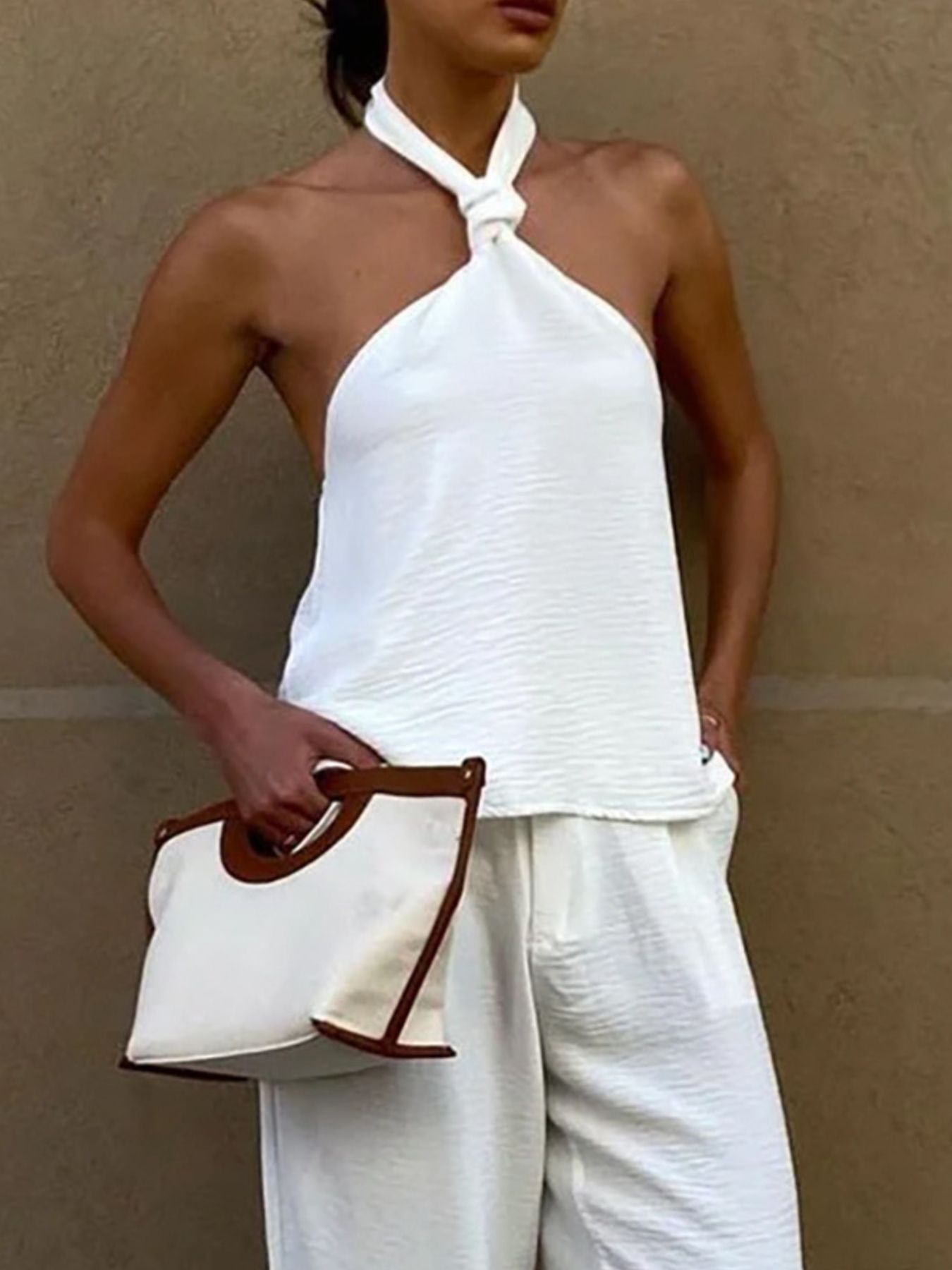 Knotted Halter Neck Camisole Top