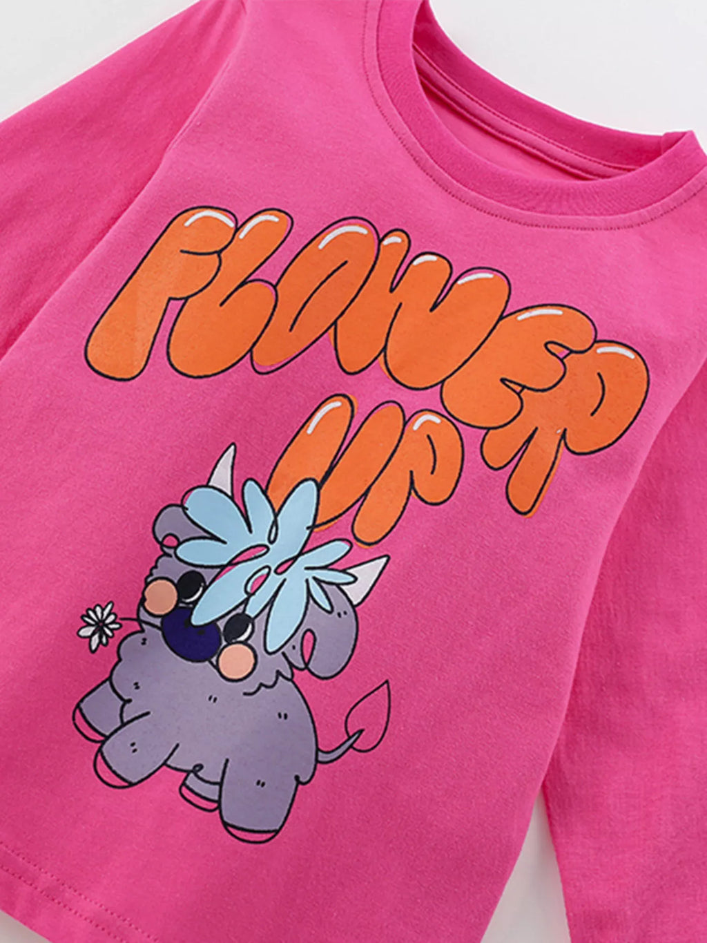 Girl's Top and Pants Set Hot Pink Children's Flower Up Cartoon Printed 2 Pcs 40804c6be71d423cb434afebaac40bc5-Max-Origin Trendsi