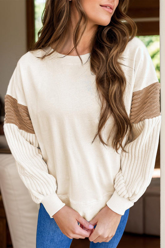 Sweatshirt Cotton Blend Basic Round Neck Long Sleeve Top