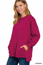 Zenana Womens Sweatshirts Fleece Hi-low Boyfriend with Pockets 4091c955-f275-4d69-9500-f69cab6431ea-Max-Origin Trendsi