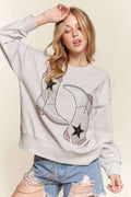 ADORA Sweatshirt Rhinestone Star Boots Accent Casual Long Sleeve Top LT GREY 40aec359932749e28f83a7e44dade3c4-Max-Origin Trendsi