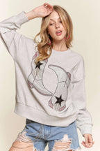 ADORA Sweatshirt Rhinestone Star Boots Accent Casual Long Sleeve Top LT GREY 40aec359932749e28f83a7e44dade3c4-Max-Origin Trendsi