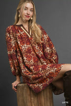 Umgee Tunic Short Dress Animal Floral Print Boho with Contrast Trim 40ba07ba-588e-4193-b3ee-d497d1fe1ce6-Max-Origin Trendsi