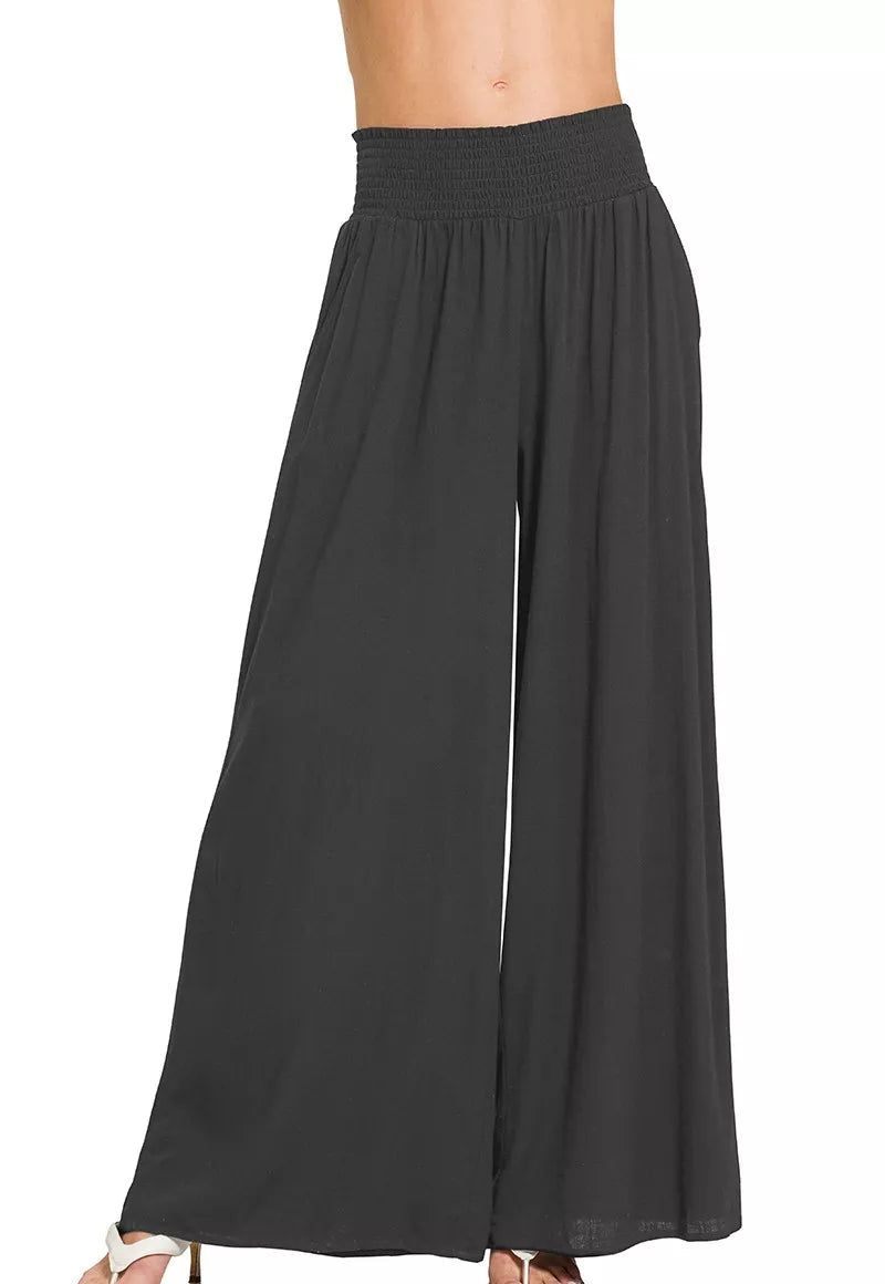 Zenana Smocked Waistband Wide Leg Lounge Pants