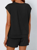 Outfit Set Round Neck Cap Short Sleeve Top and Shorts Set 40eec57b-7061-4fe3-b8aa-e365e31e0b7d-Max-Origin Trendsi